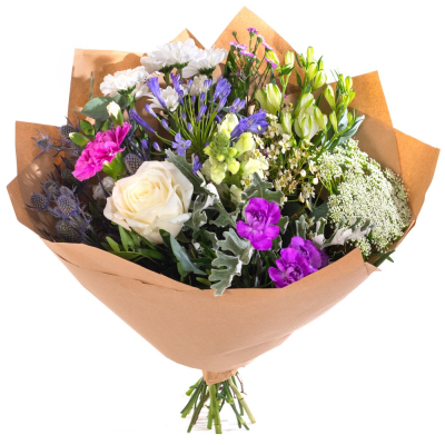 Lavender Fields - Soft and serene, Lavender Fields combines gentle shades of lilac, purple, and white with green foliage for a beautifully balanced design. A stylish arrangement that feels both modern and timeless, adding quiet elegance to any setting.
